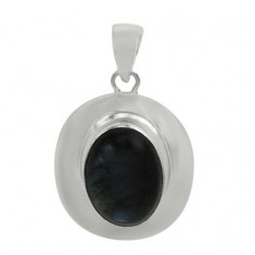 Oval Labradorite Pendant, Sterling Silver