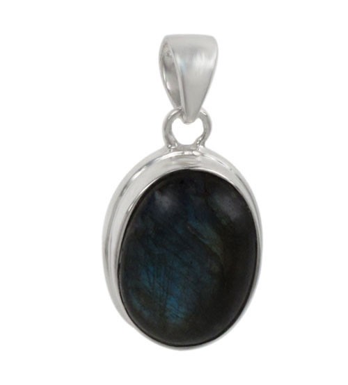 Oval Labradorite Pendant, Sterling Silver