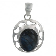 Oval Labradorite Pendant, Sterling Silver