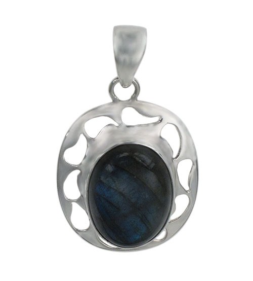 Oval Labradorite Pendant, Sterling Silver