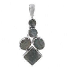 Multi Shape Labradorite Pendant, Sterling Silver