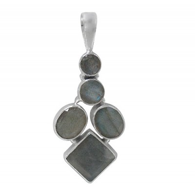 Multi Shape Labradorite Pendant, Sterling Silver