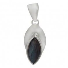 Eye Shaped Labradorite Pendant, Sterling Silver