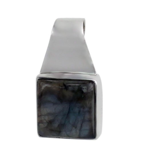 Square Labradorite Pendant, Sterling Silver