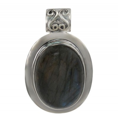 Oval Labradorite Pendant, Sterling Silver