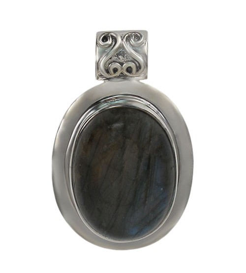 Oval Labradorite Pendant, Sterling Silver