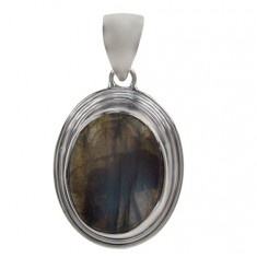 Oval Labradorite Pendant, Sterling Silver