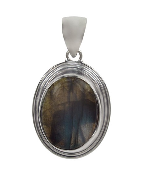 Oval Labradorite Pendant, Sterling Silver