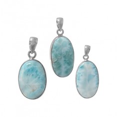 Oval Larimar Pendant, Sterling Silver