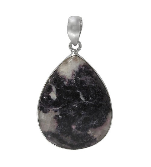 Teardrop Lepidolite Pendant, Sterling Silver