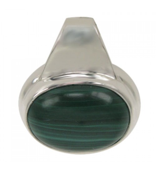 Oval Malachite Pendant, Sterling Silver