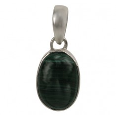 Oval Malachite Pendant, Sterling Silver