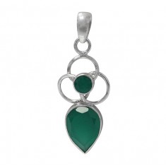 Multi Shape Green Onyx Pendant, Sterling Silver