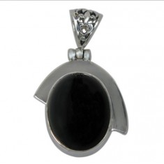 Oval Onyx Pendant, Sterling Silver