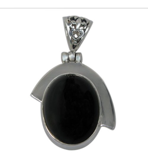 Oval Onyx Pendant, Sterling Silver