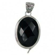 Oval Onyx Pendant, Sterling Silver