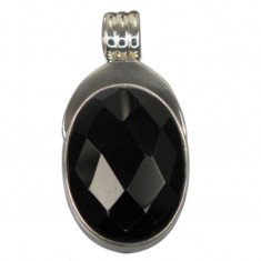 Oval Onyx Pendant, Sterling Silver