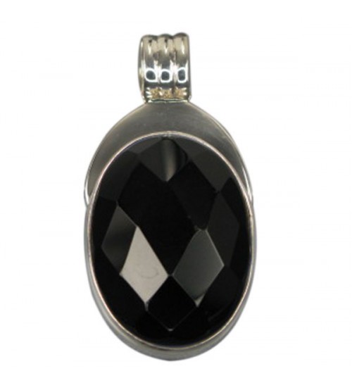 Oval Onyx Pendant, Sterling Silver