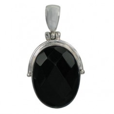 Oval Onyx Pendant, Sterling Silver