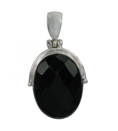 Oval Onyx Pendant, Sterling Silver