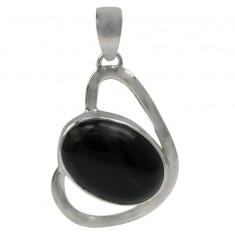 Oval Onyx Pendant, Sterling Silver