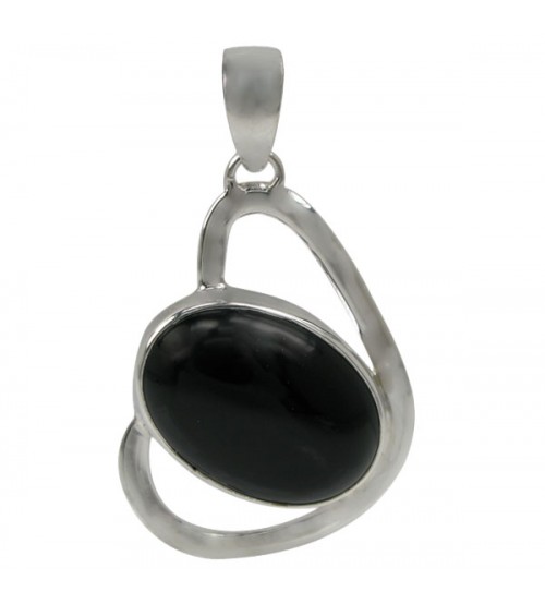 Oval Onyx Pendant, Sterling Silver