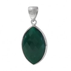 Marquise Green Onyx Pendant, Sterling Silver