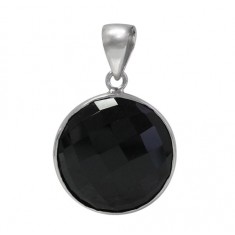 Round Onyx Pendant, Sterling Silver