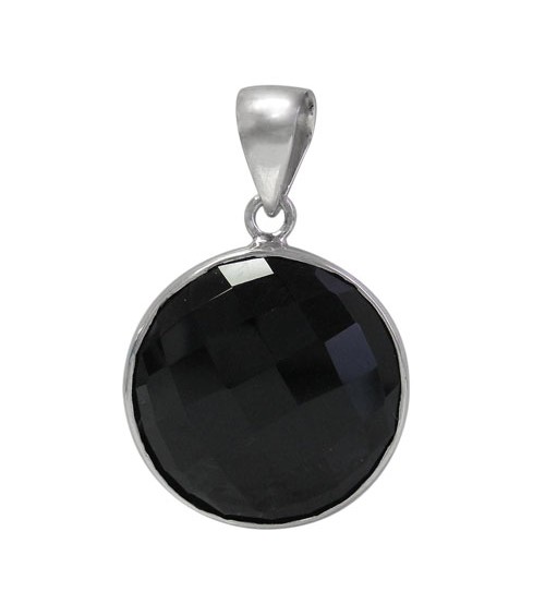 Round Onyx Pendant, Sterling Silver