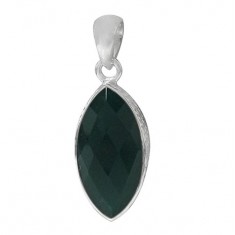 Marquise Green Onyx Pendant, Sterling Silver