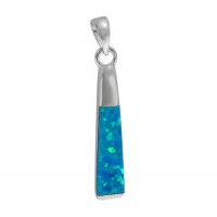 Rectangular Blue Opal Pendant, Sterling Silver