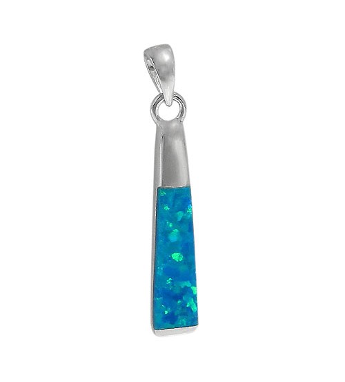 Rectangular Blue Opal Pendant, Sterling Silver