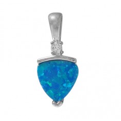 Triangular Blue Opal Pendant, Sterling Silver