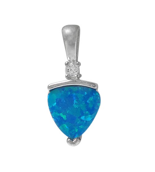 Triangular Blue Opal Pendant, Sterling Silver