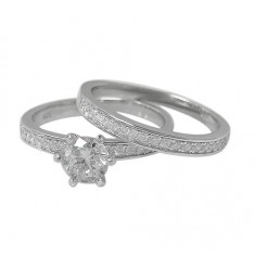 Cubic Zirconia Ring Set - 2pc, Sterling Silver