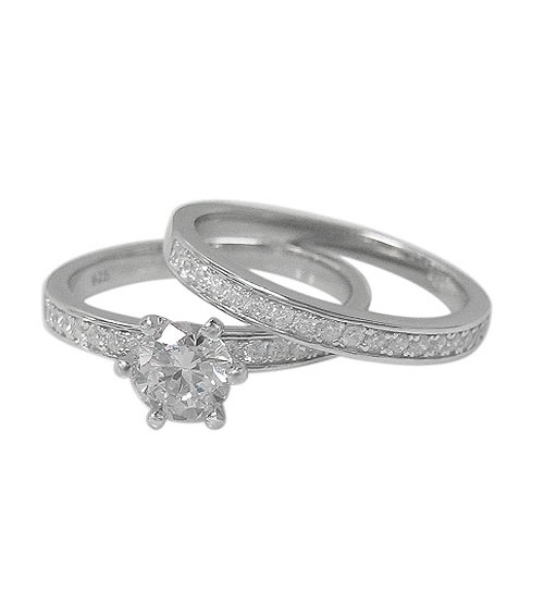 Cubic Zirconia Ring Set - 2pc, Sterling Silver