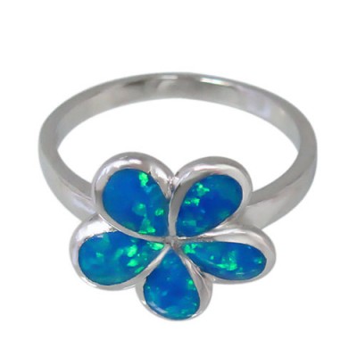 Blue Flower Ring, Sterling Silver