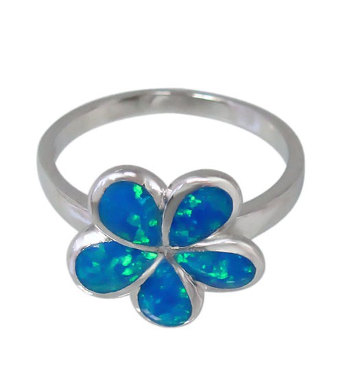 Blue Flower Ring, Sterling Silver